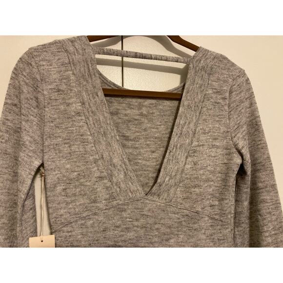 Threads & States V-Neck Cutout Knit Sweater Dress Size Small Gray Marl New - Picture 3 of 8
